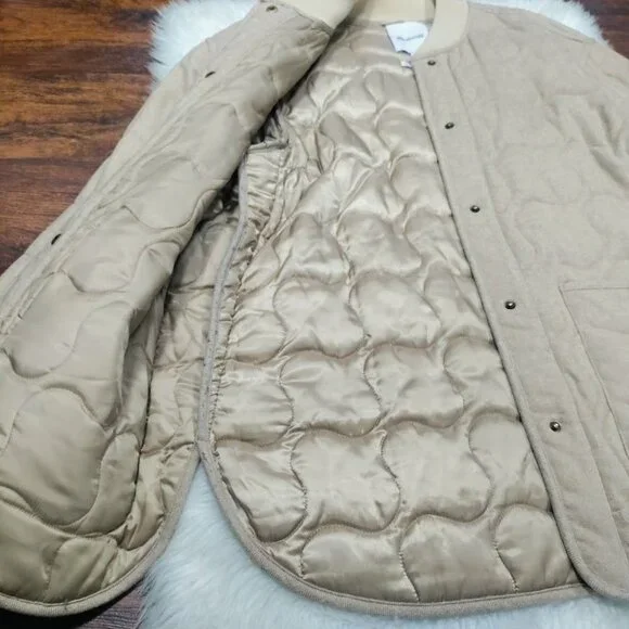 Madewell Italian Fabric Womens Large Quilted Oversized Bomber Jacket Matchstick - Picture 5 of 10